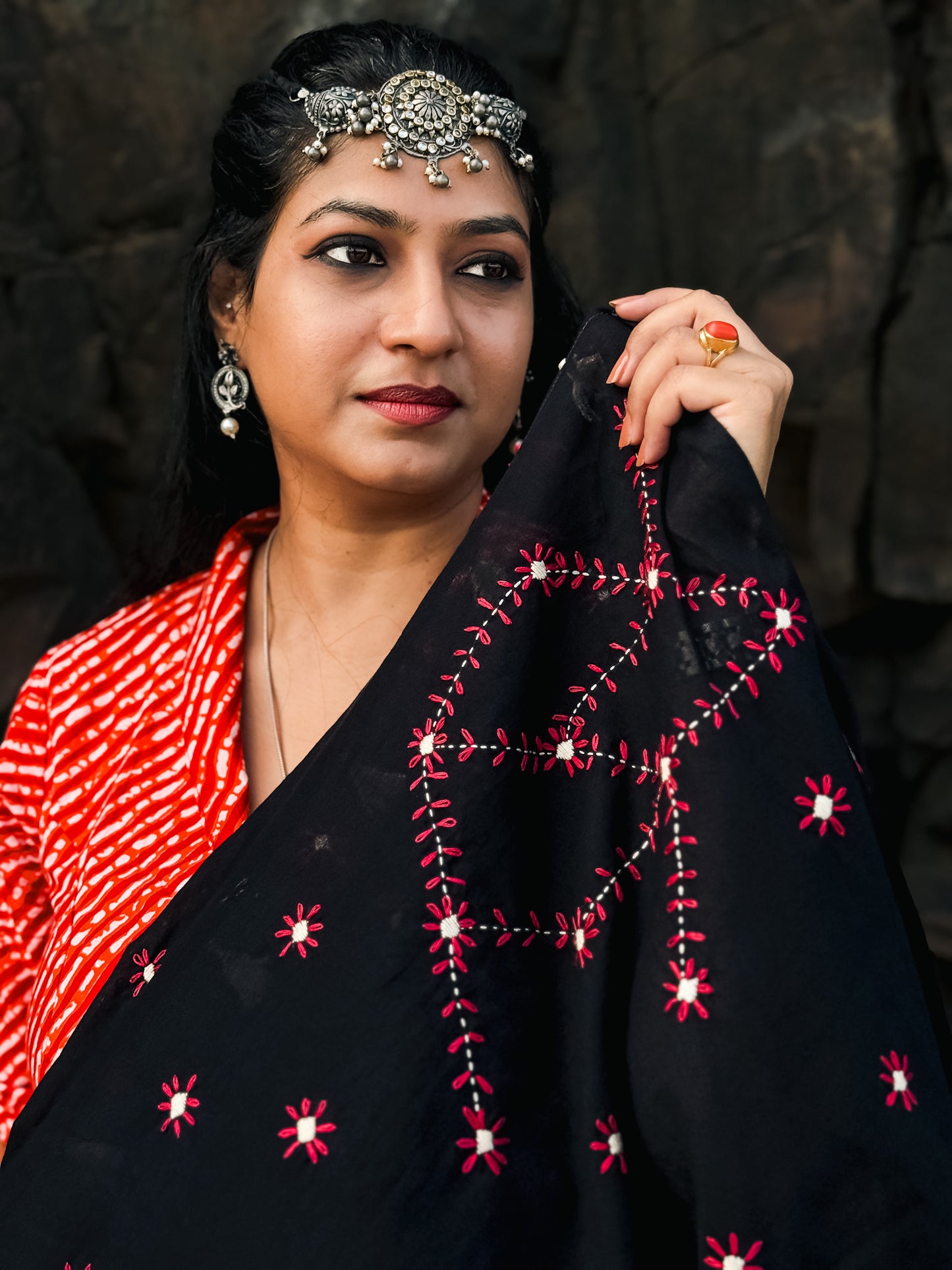 Black Embroidery Mul cotton