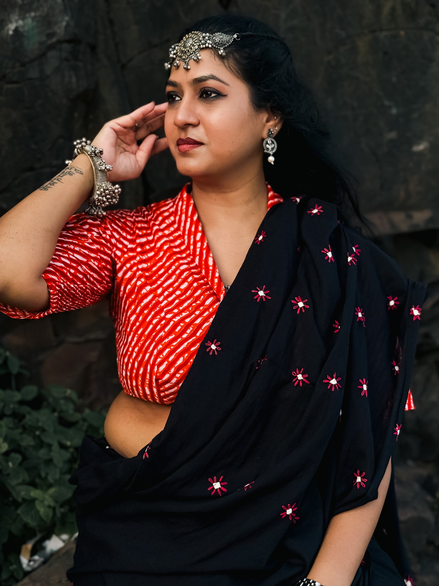 Black Embroidery Mul cotton