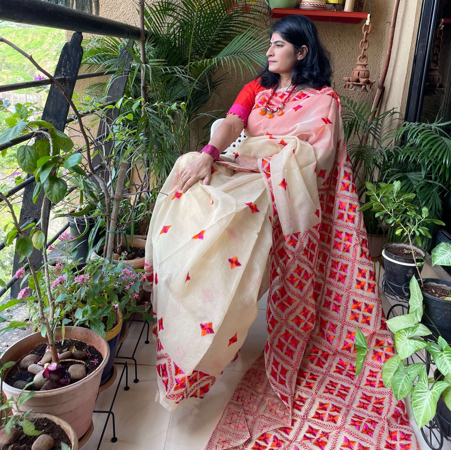 phulkari saree handcrafted