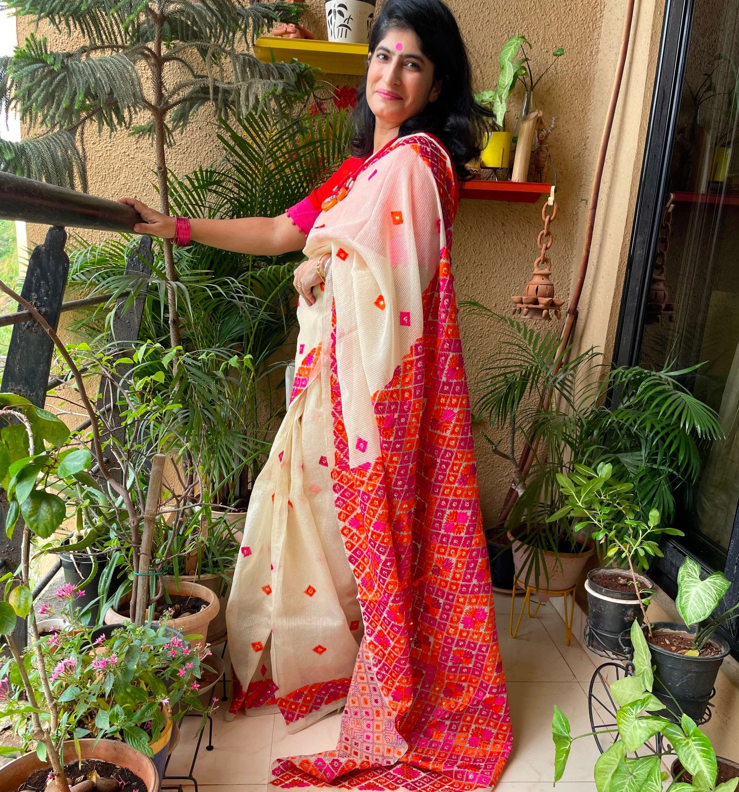 phulkari saree handcrafted