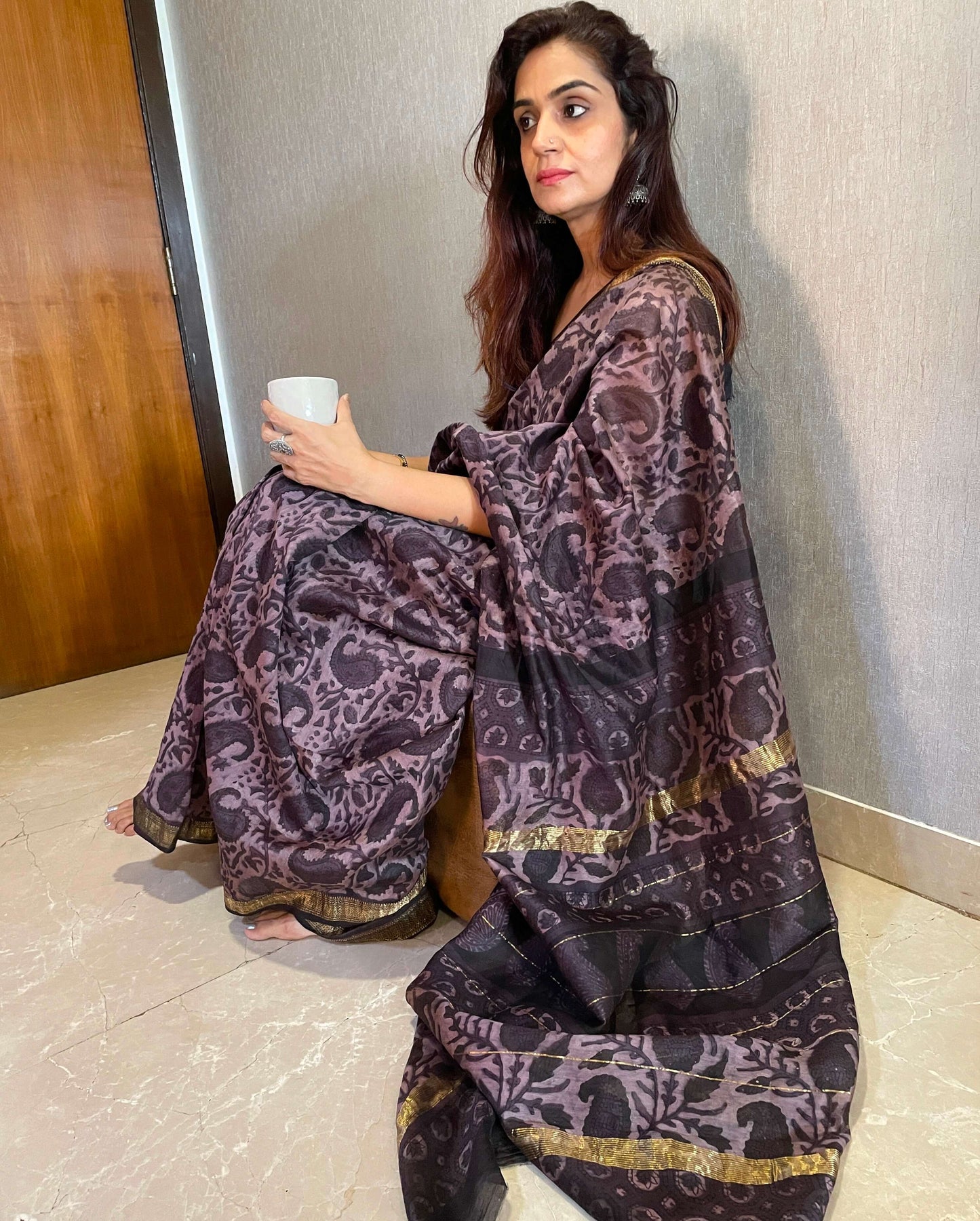 Brown-bagru-maheshwari-saree