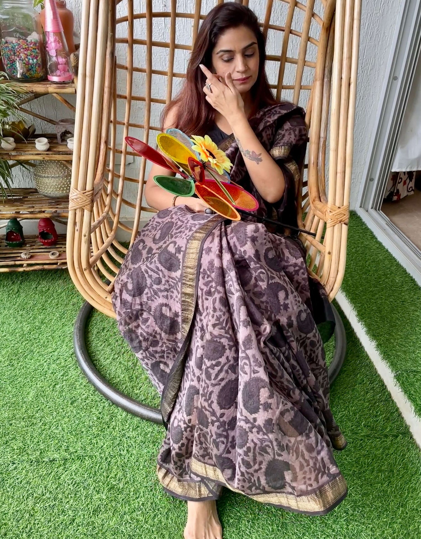 Brown-bagru-maheshwari-saree