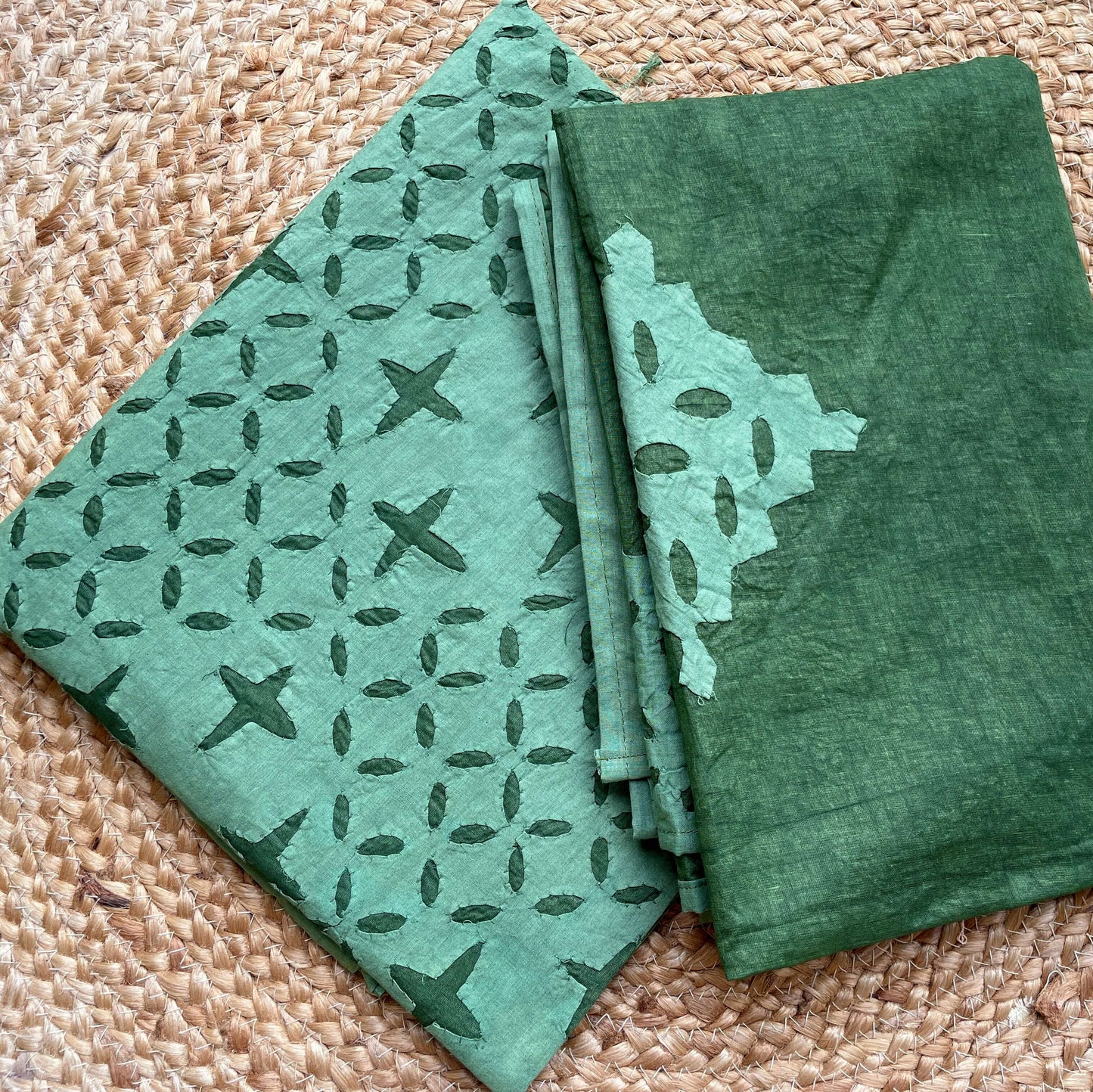 Green Applique Dupatta Kurta set