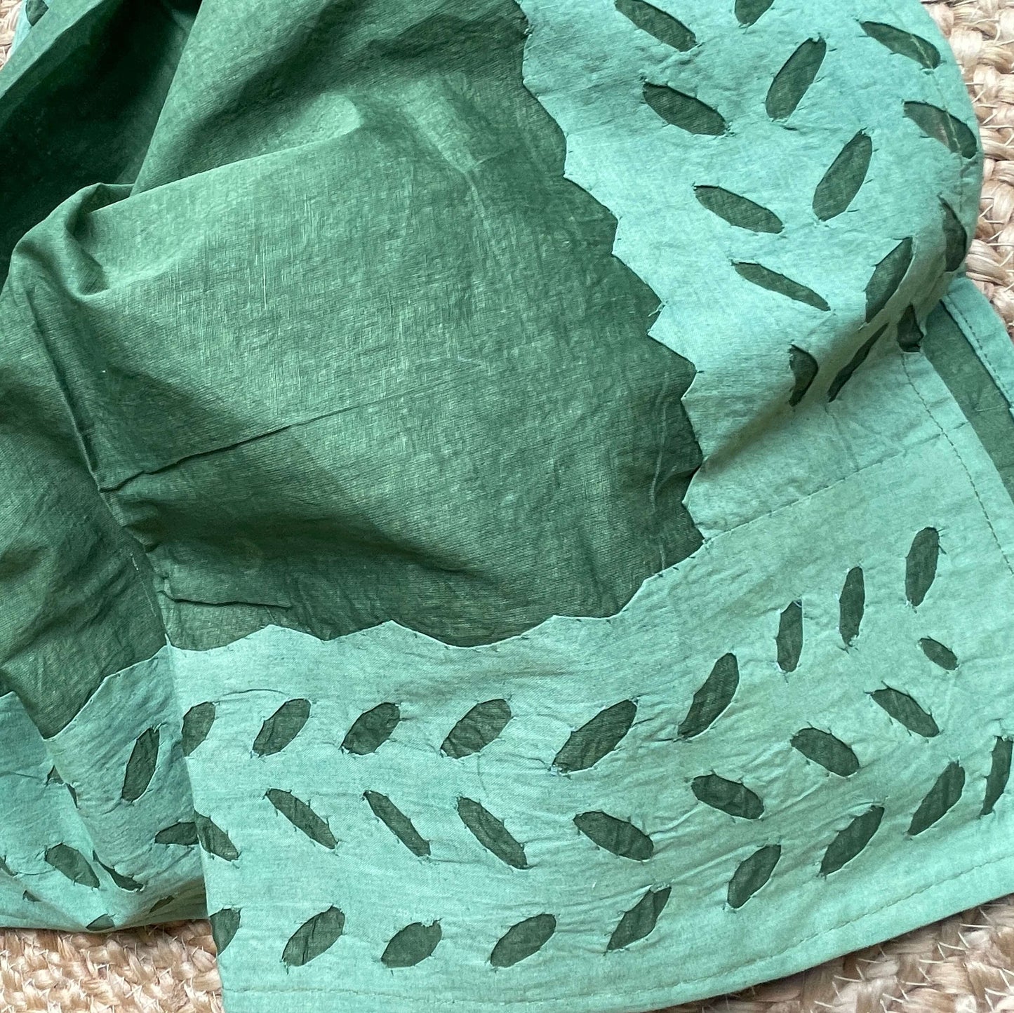 green applique dupatta set