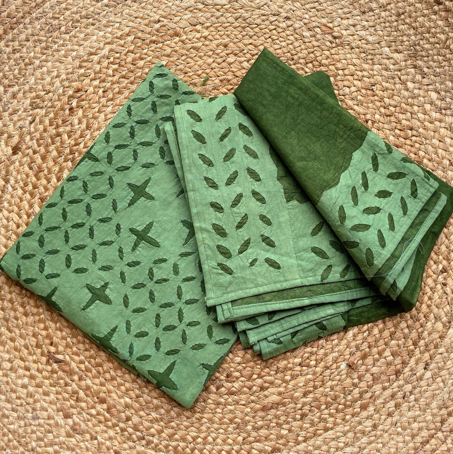 Green Applique Dupatta Kurta set