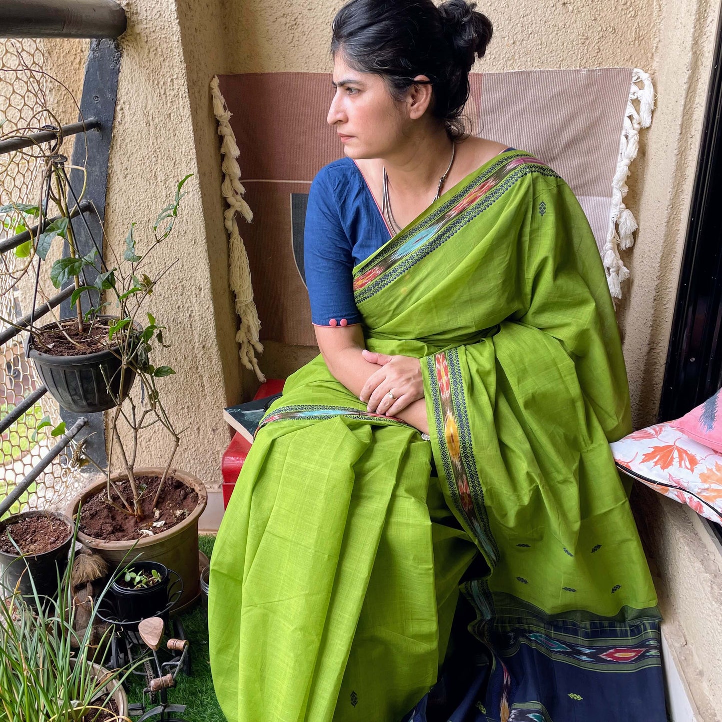 Green Dobby ikkat cotton Saree