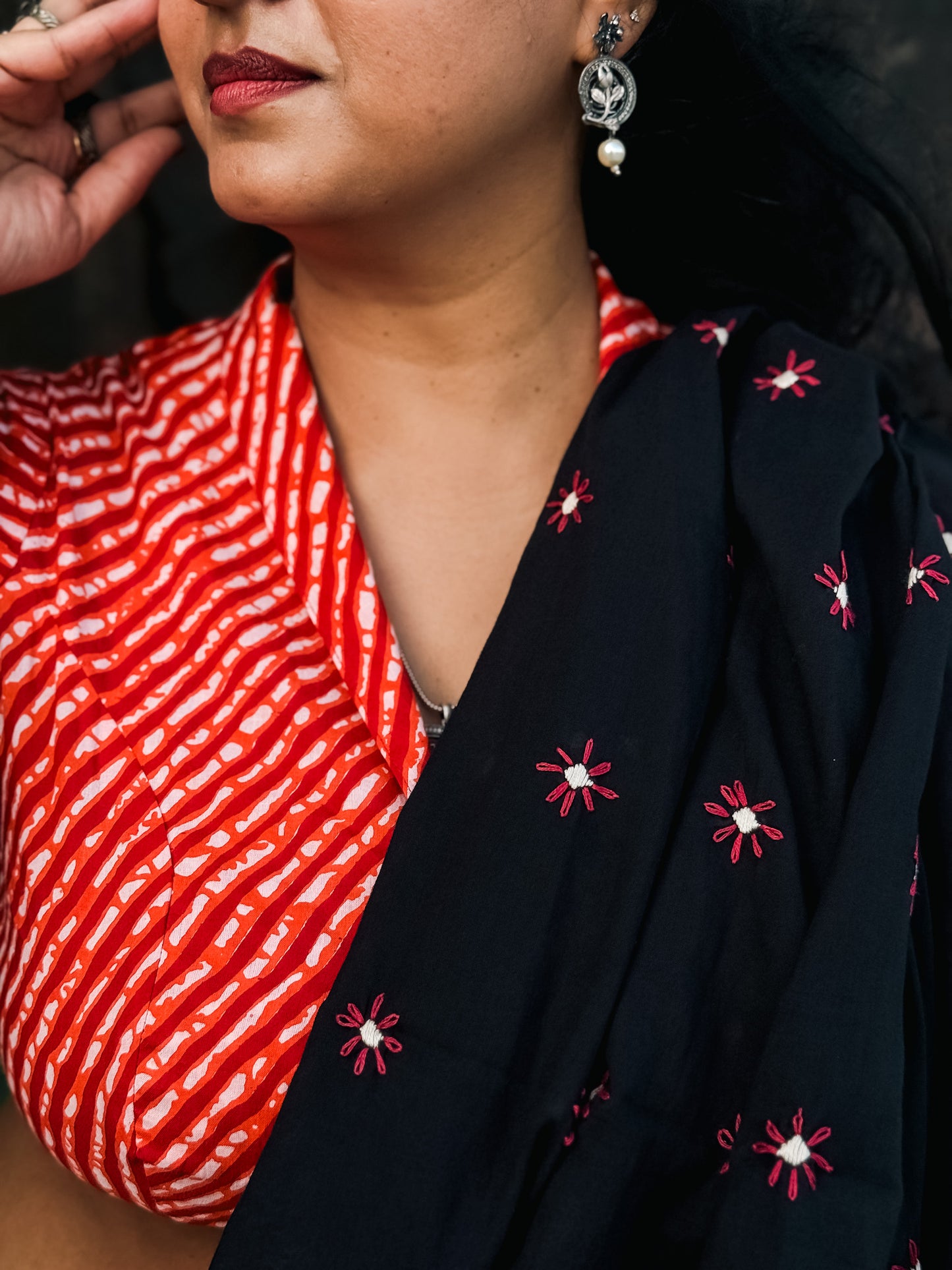 Black Embroidery Mul cotton