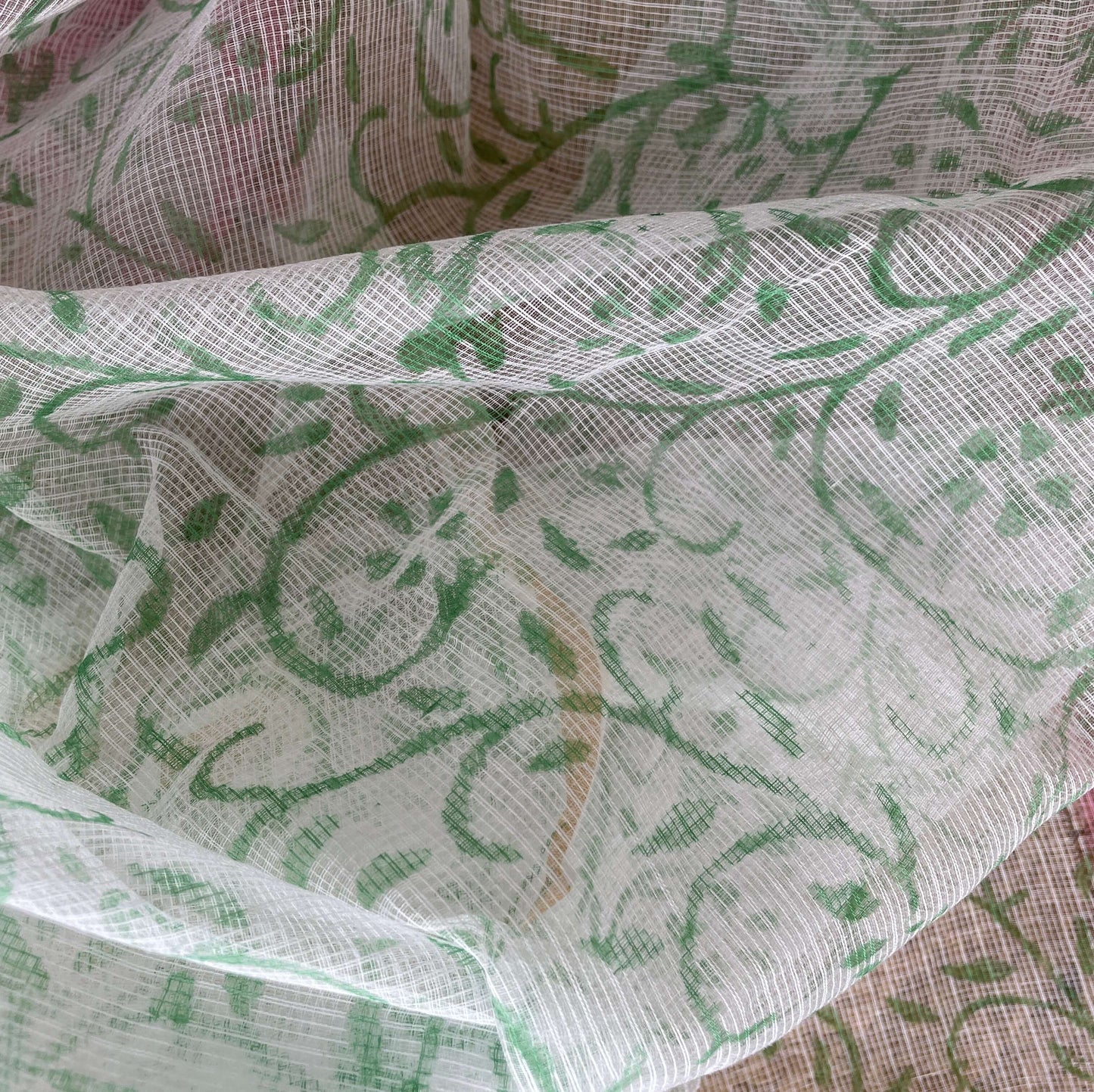 Pink green Kota Block print