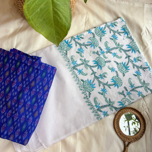 White Sozni Silk Saree