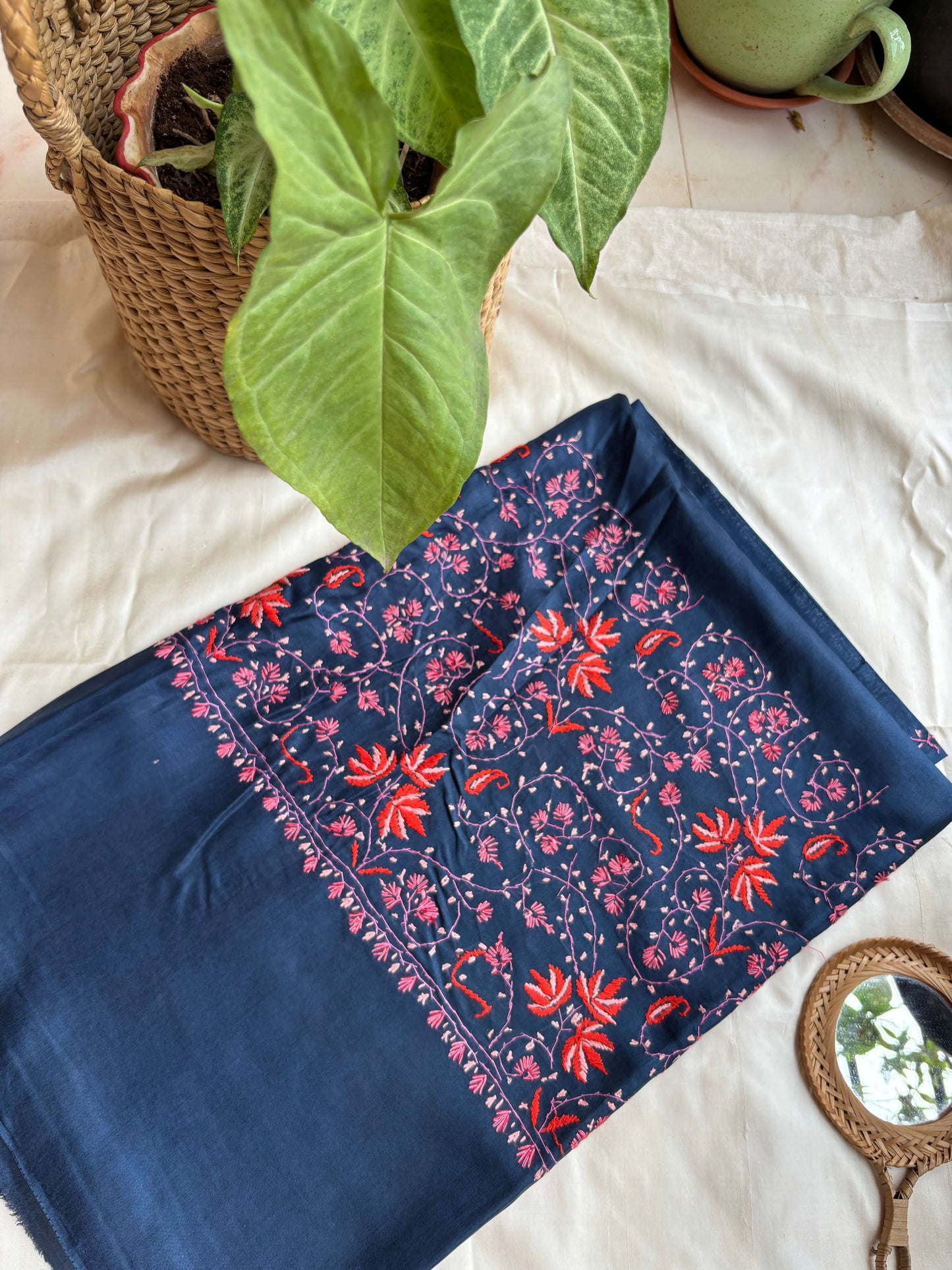 Navy Blue Silk Sozni saree