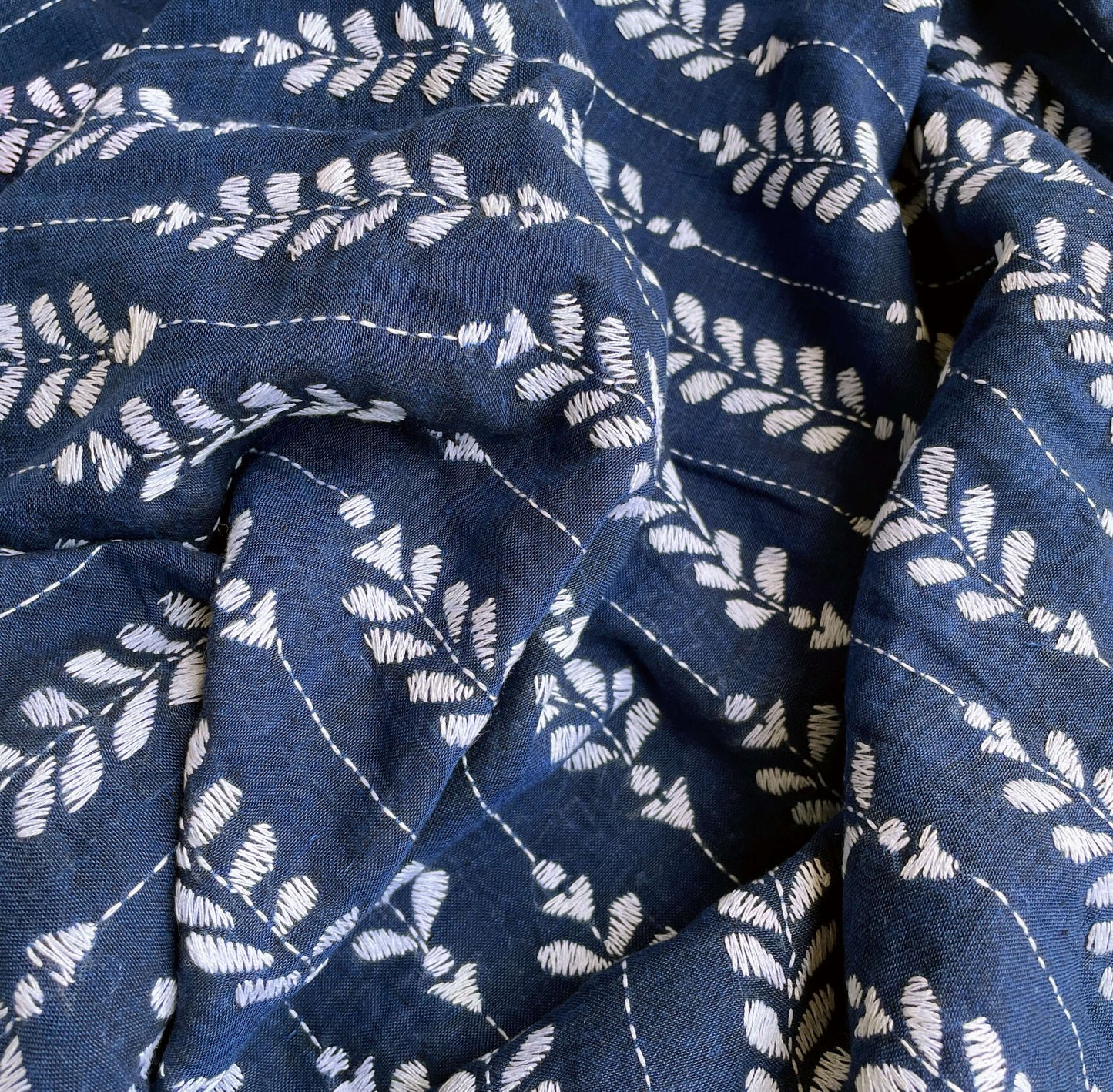 Indigo cotton kantha blouse fabric