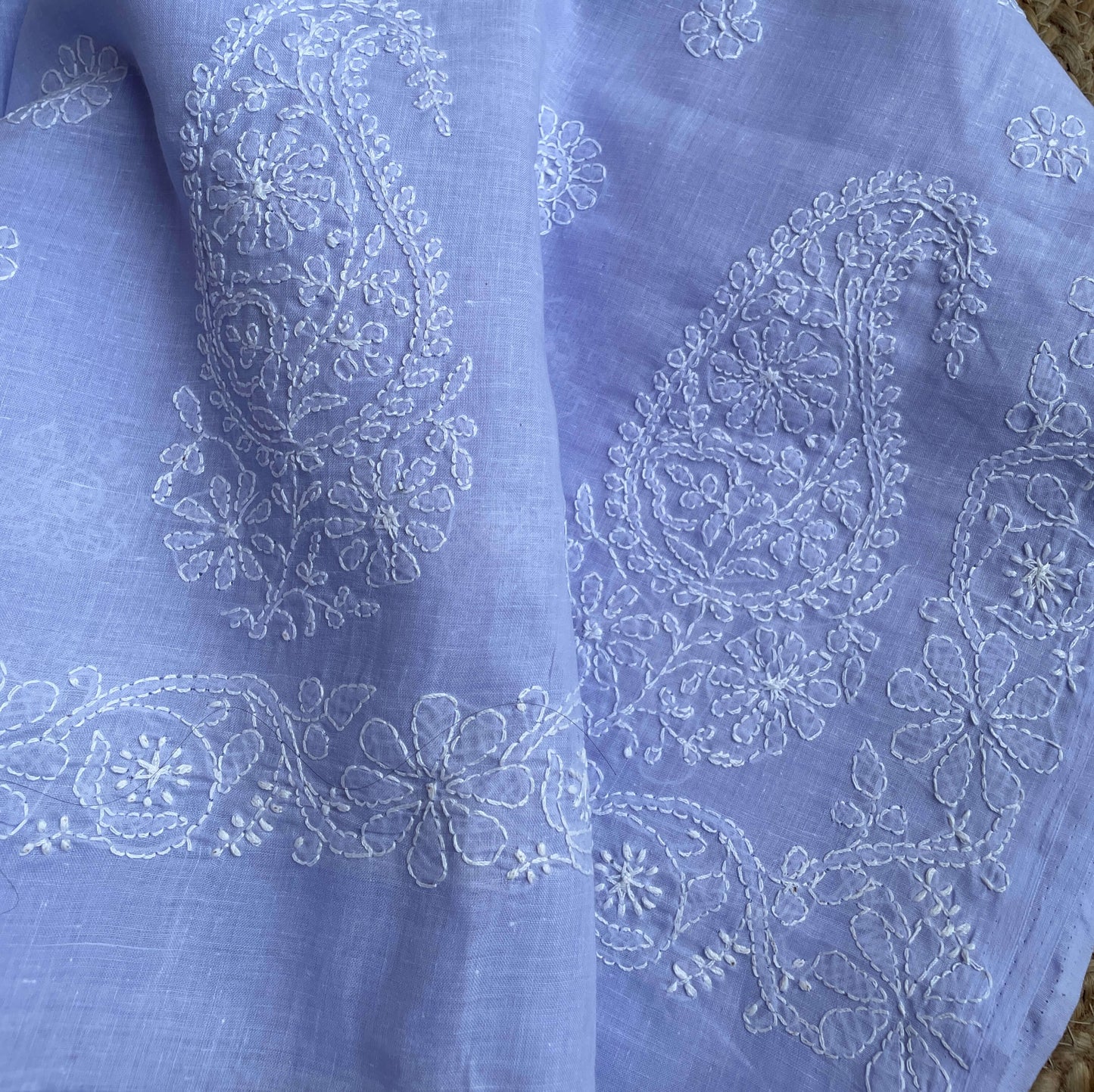 Lavender chikankari cotton saree