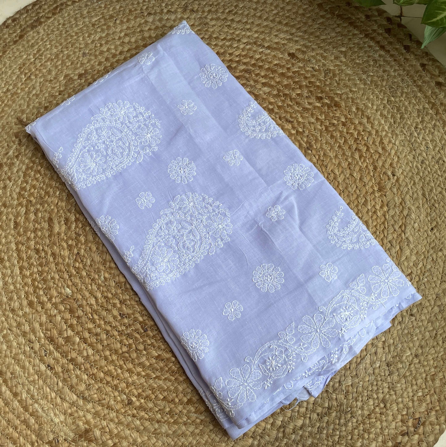 Lavender chikankari cotton saree