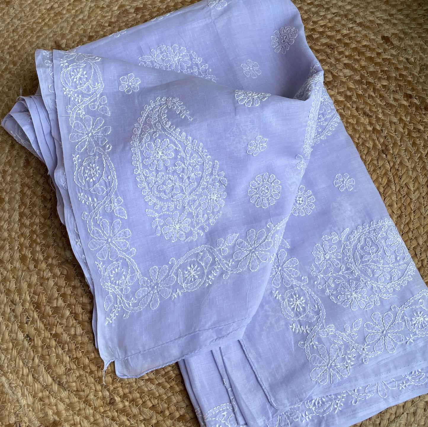 Lavender chikankari cotton saree