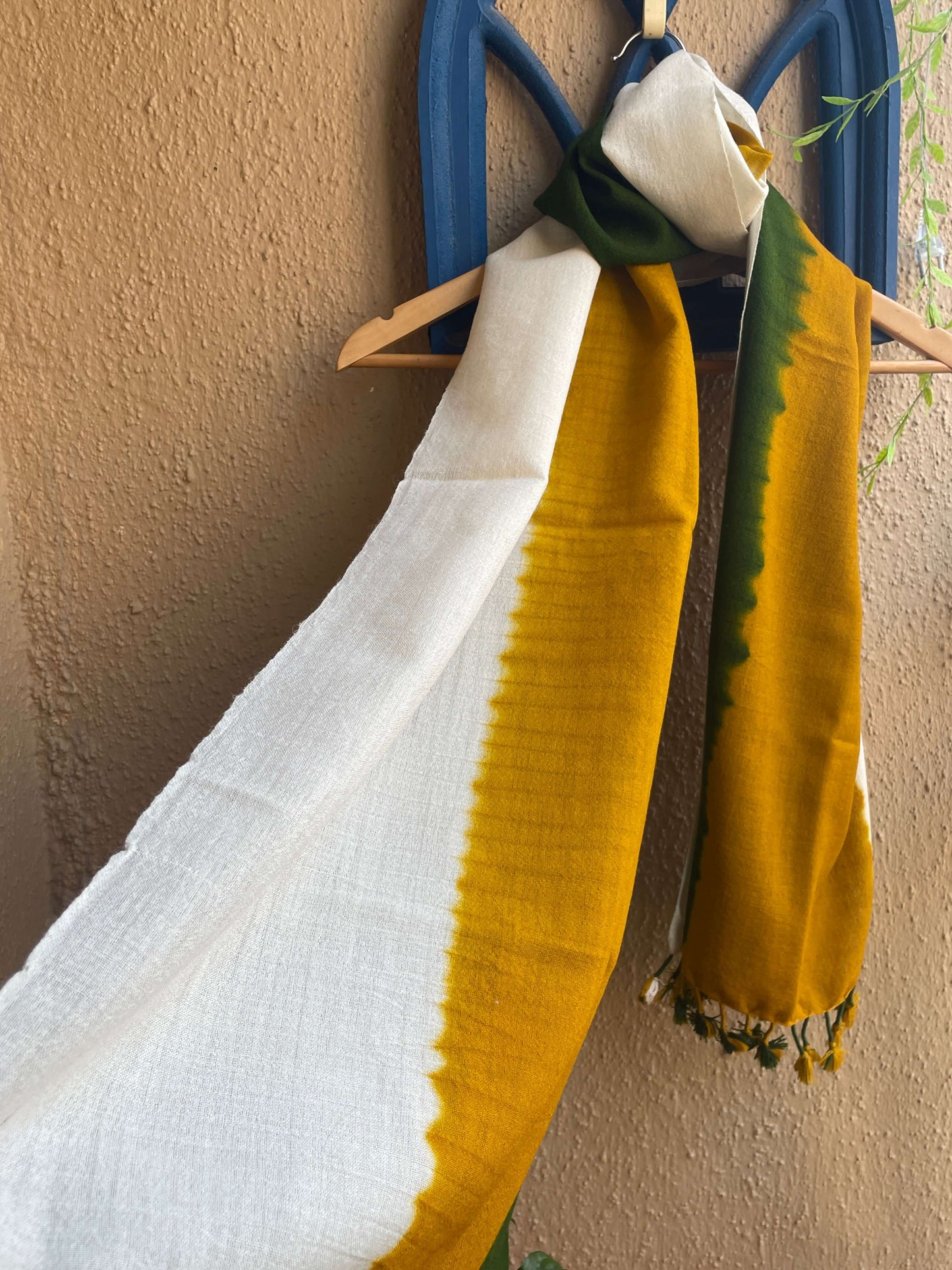 Color Block Mustard woolen Stoles I Natural dyes I Handloom