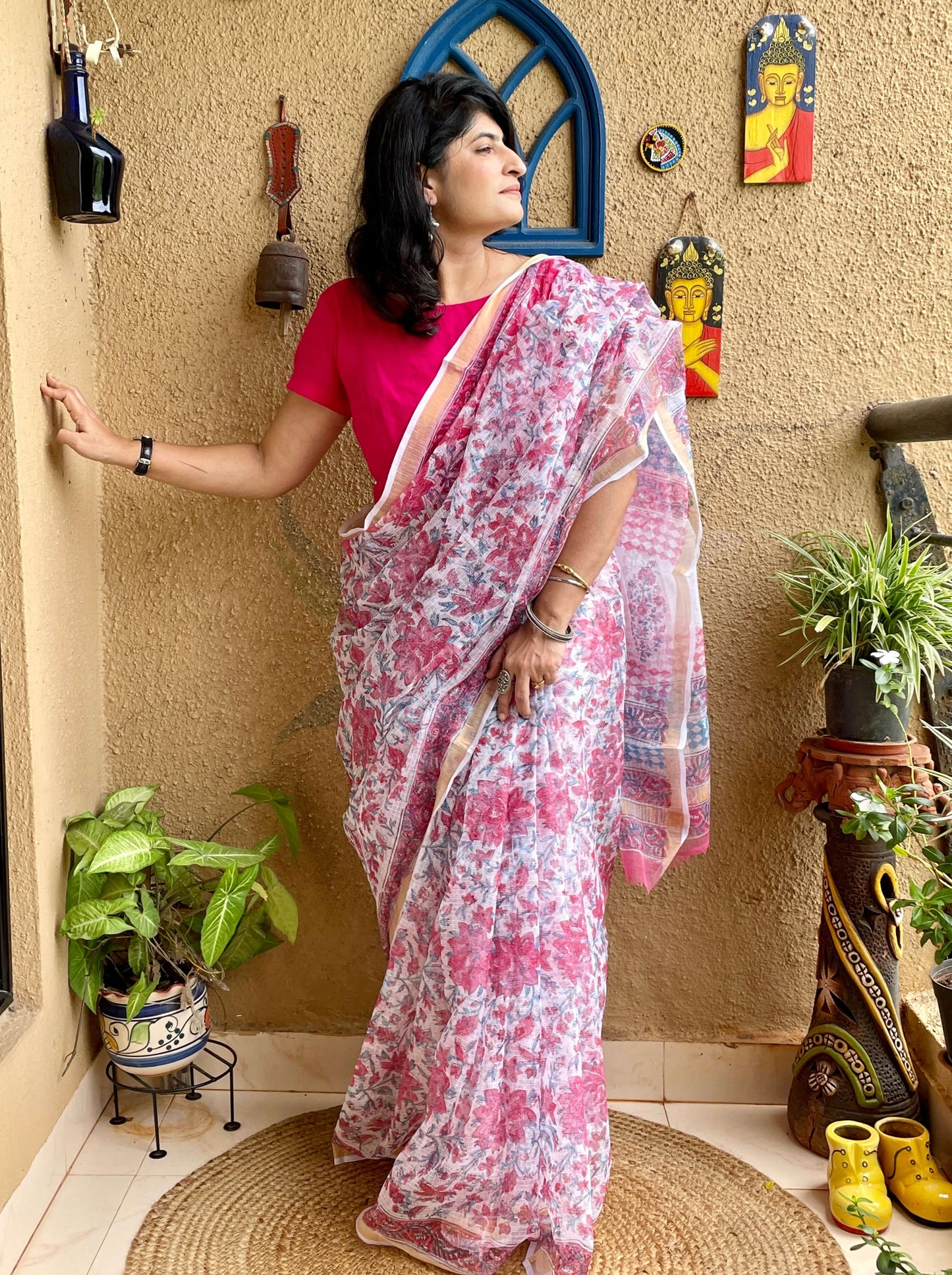 Pink kota block print