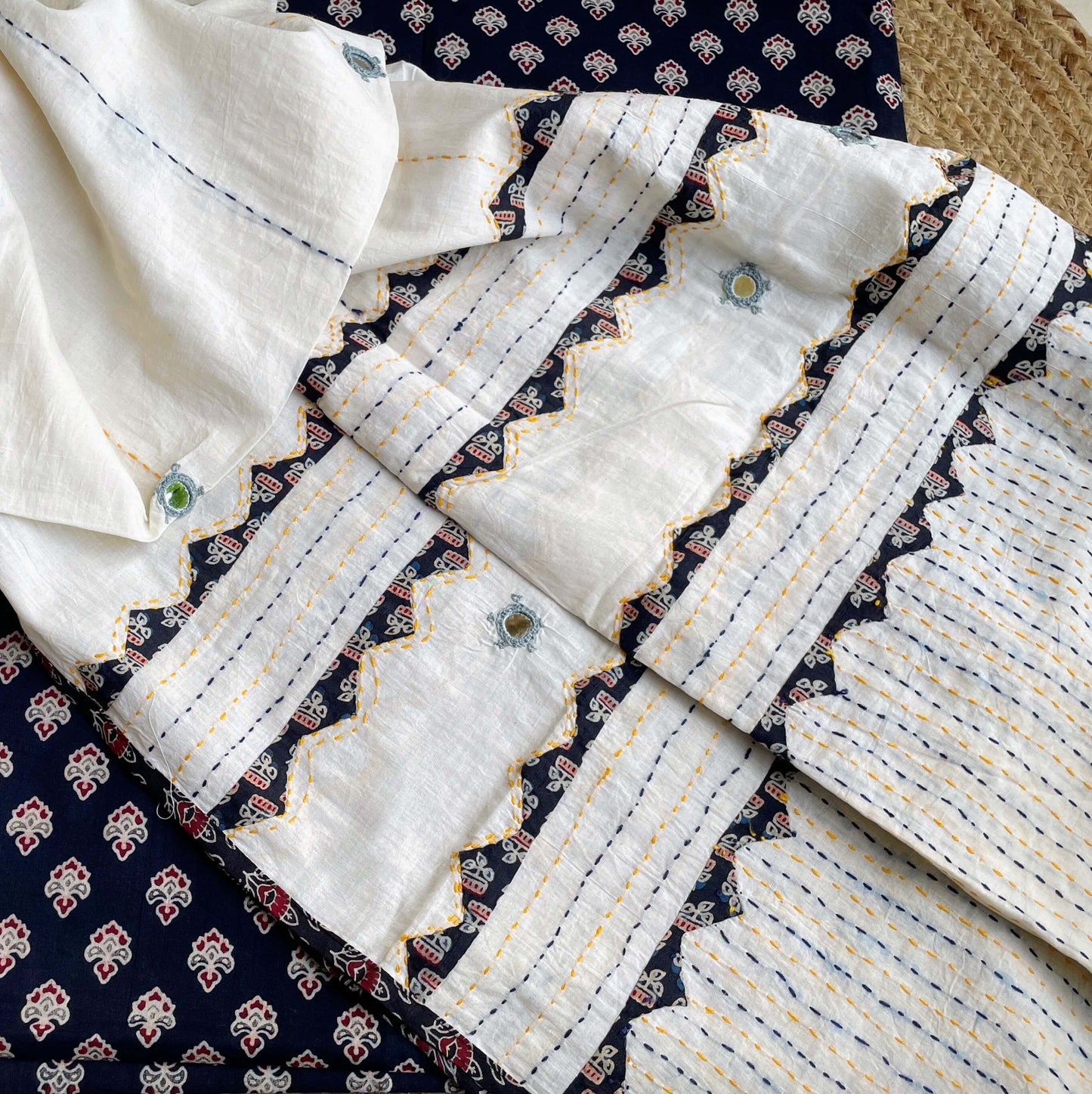 white Applique dupatta