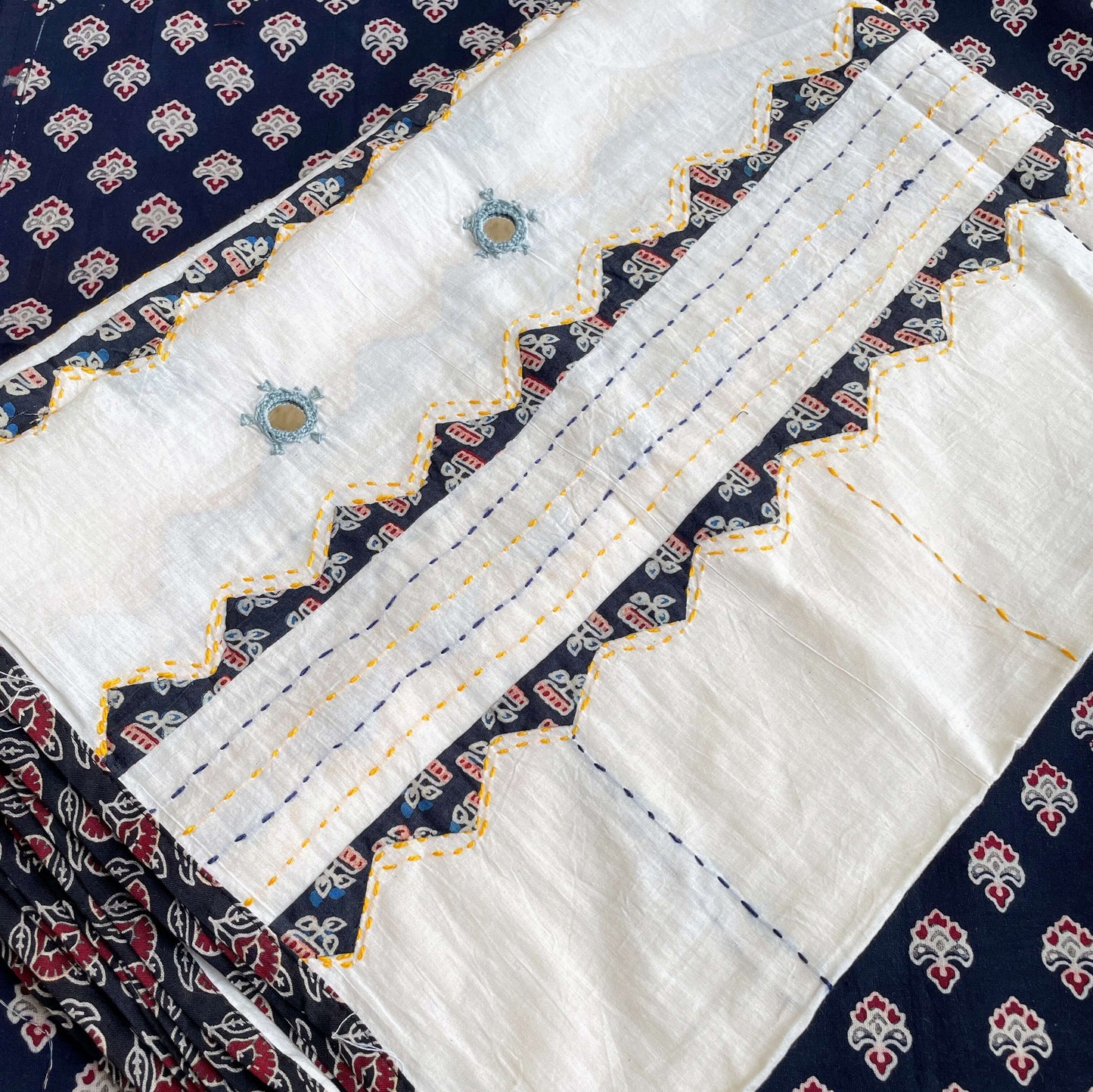 white Applique dupatta