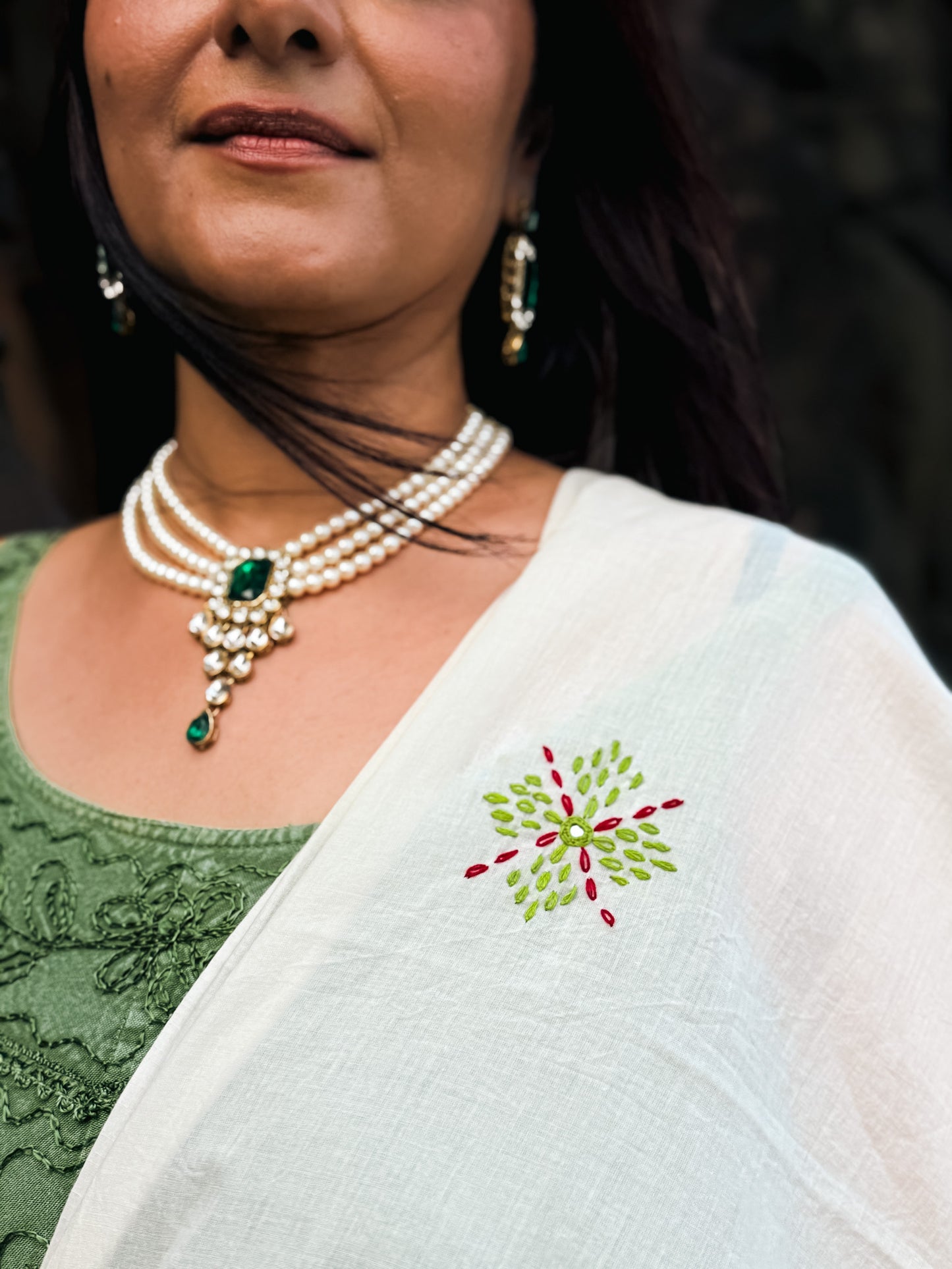 white Embroidery Mul cotton