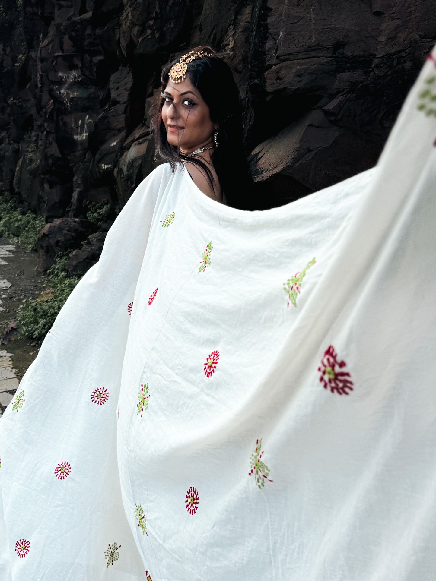 white Embroidery Mul cotton