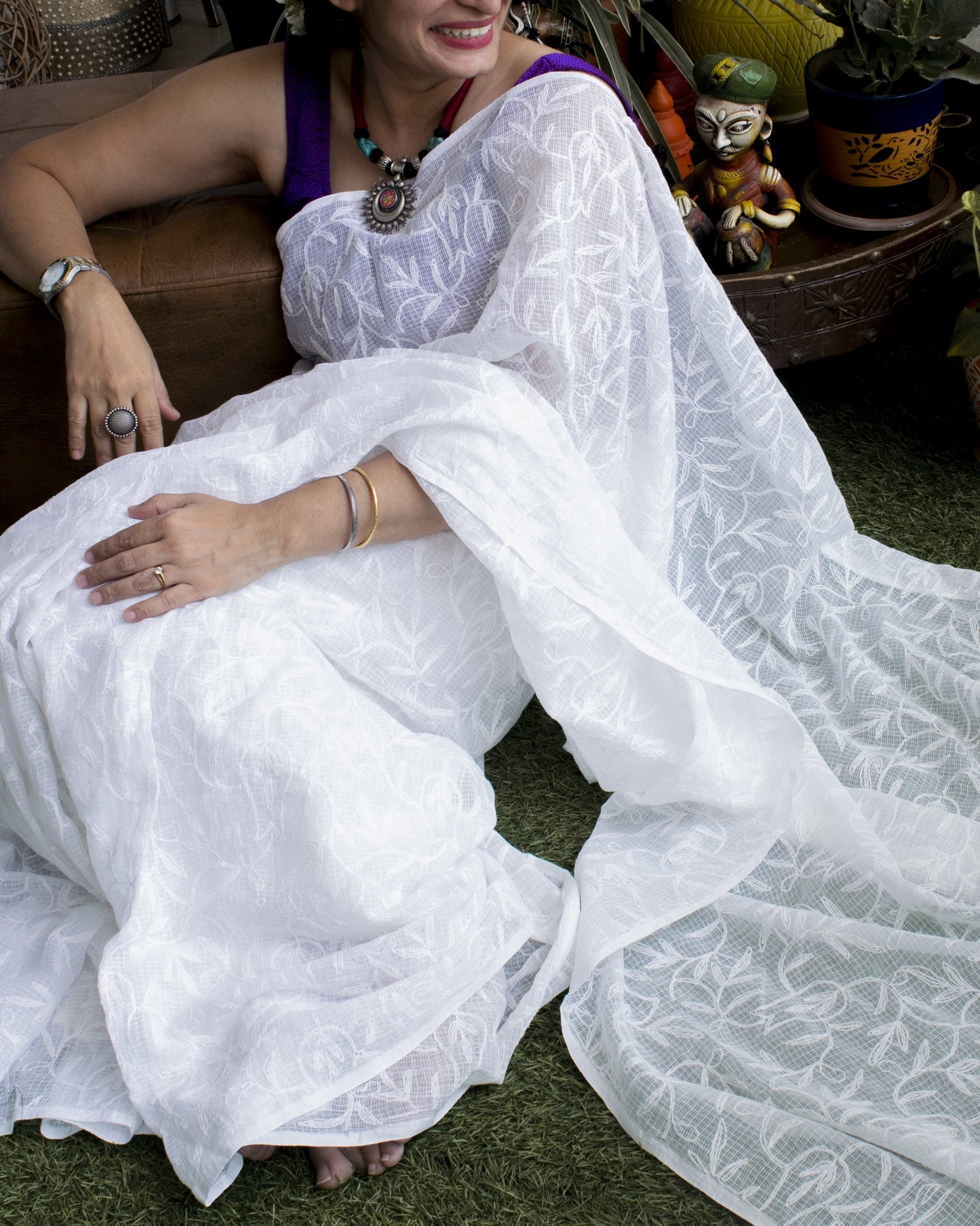 Ivory white chikankari cotton