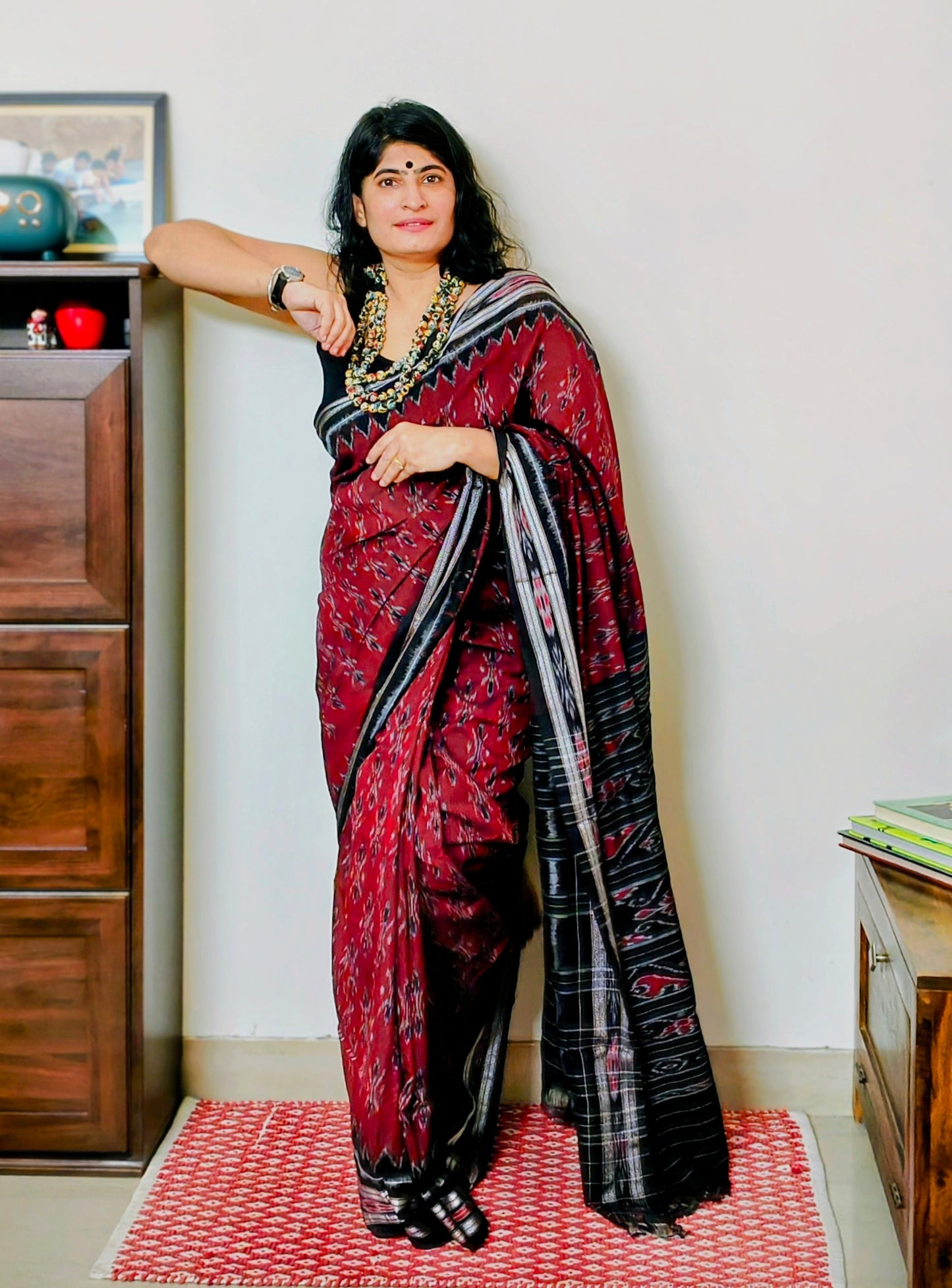 Maroon Mania Bandha Ikat Cotton Saree