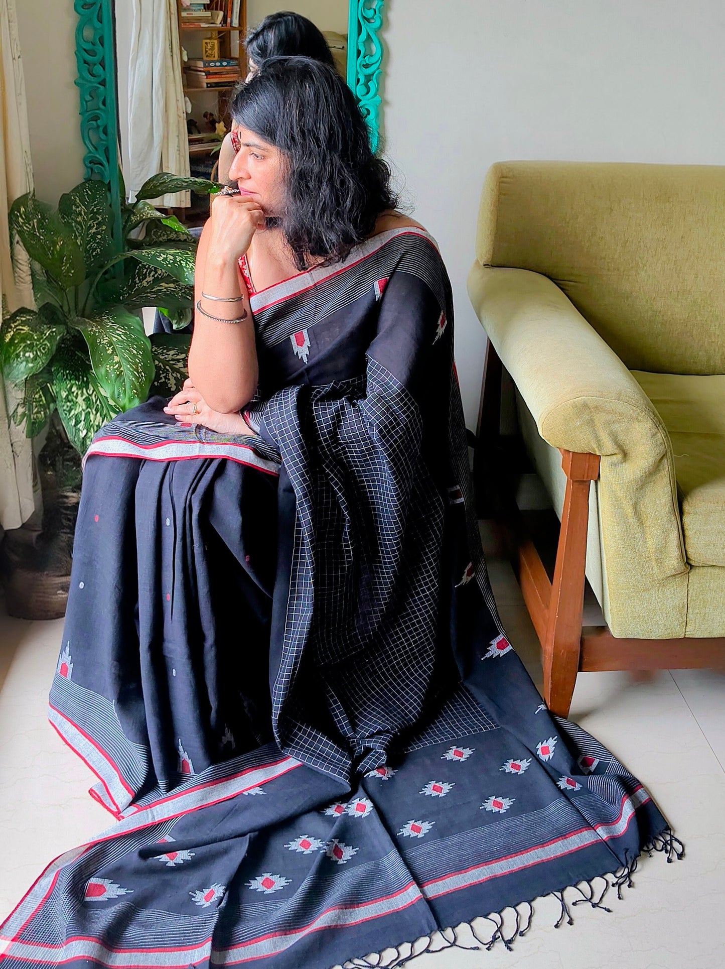 Black Jamdani Saree