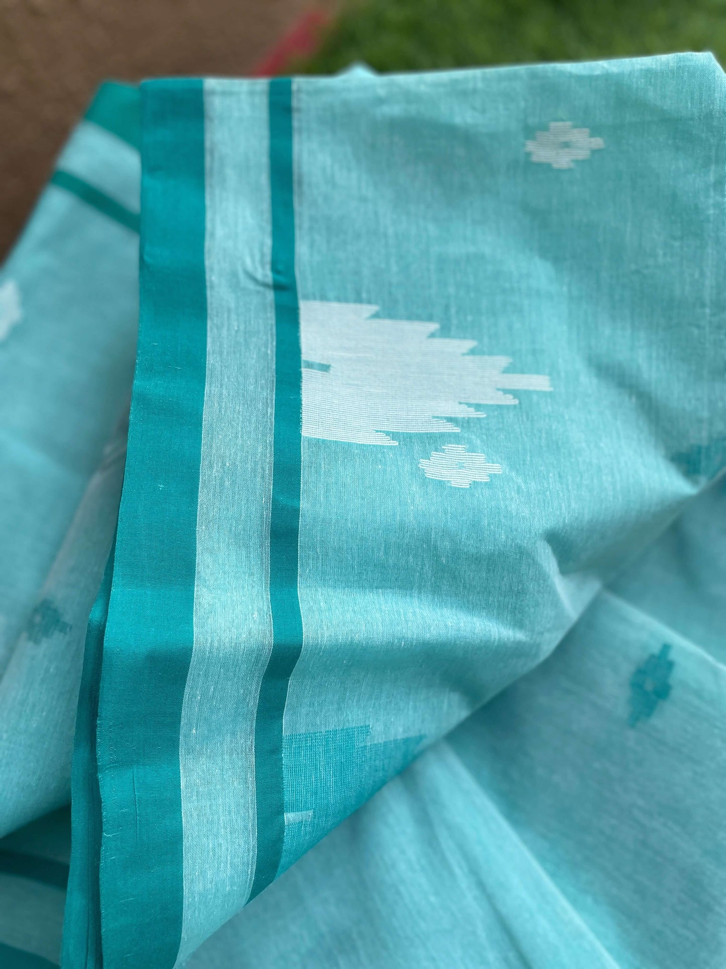 Blue Jamdani cotton saree