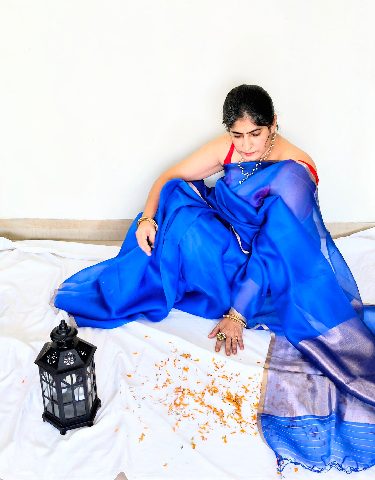 Blue Organza silk Saree from Mubarakpur