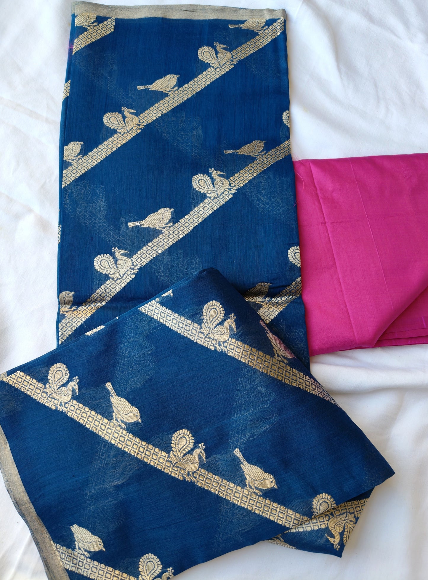 Mubarakpur blue peacock Zari Dupatta and kurta set