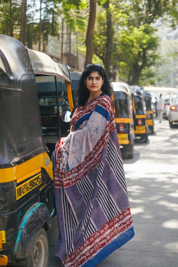 bombay meri jaan -Indigo plain cotton saree