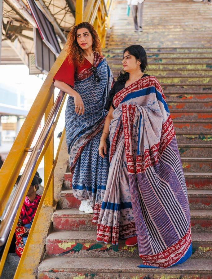 bombay meri jaan -Indigo plain cotton saree