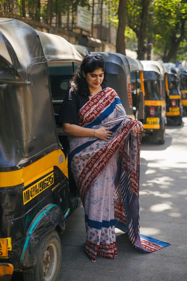 bombay meri jaan -Indigo plain cotton saree