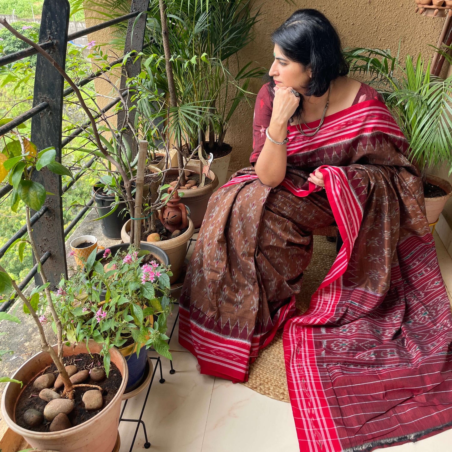 Brown ikat from odisha