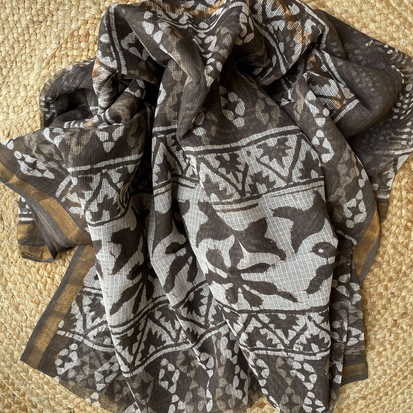 Brown floral Kota Block print