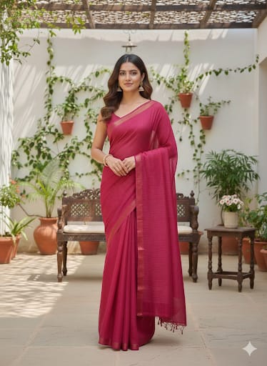 Pink Kota cotton Silk saree