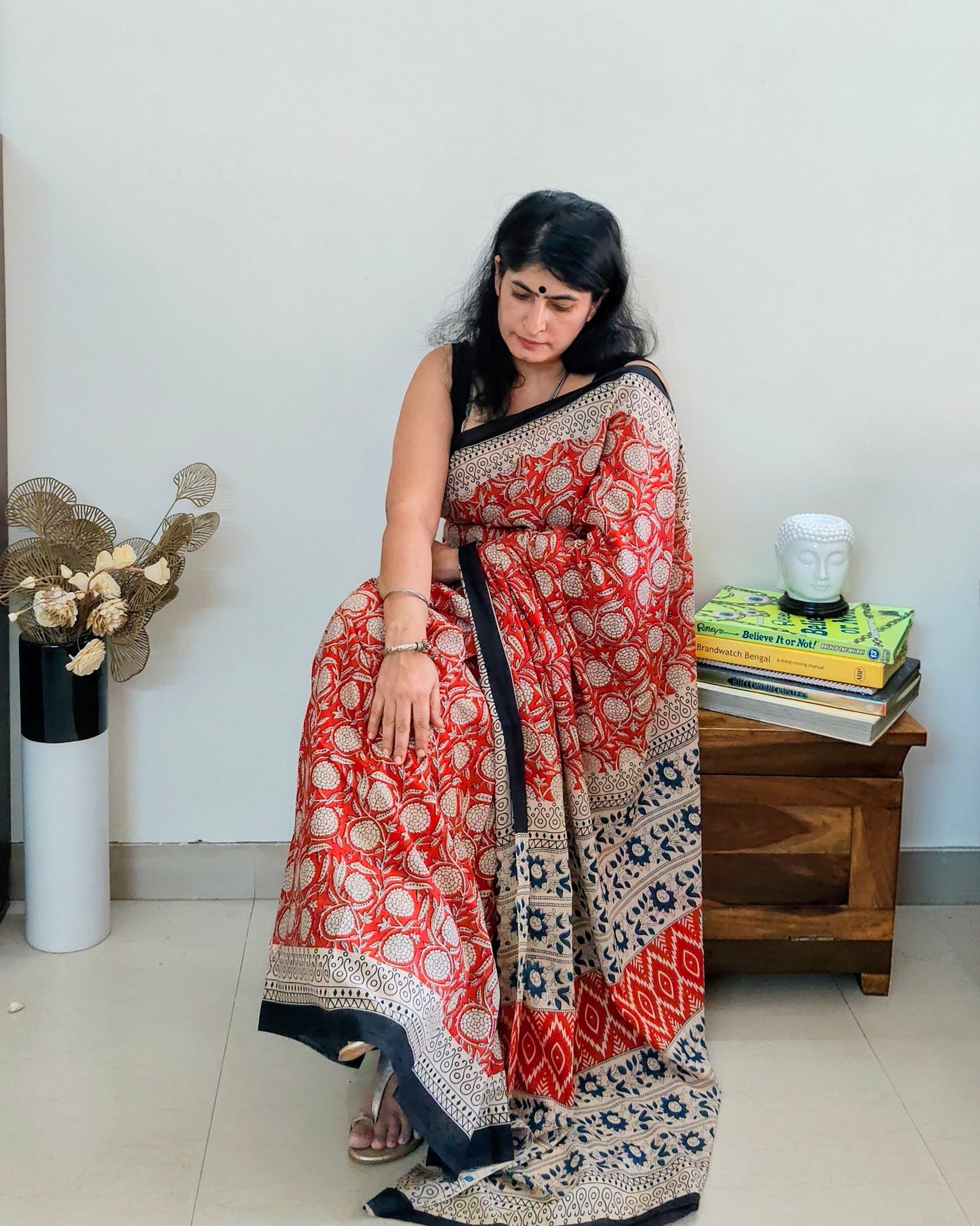 Maroon Cotton Bagru Block print | Handcrafted Sarees