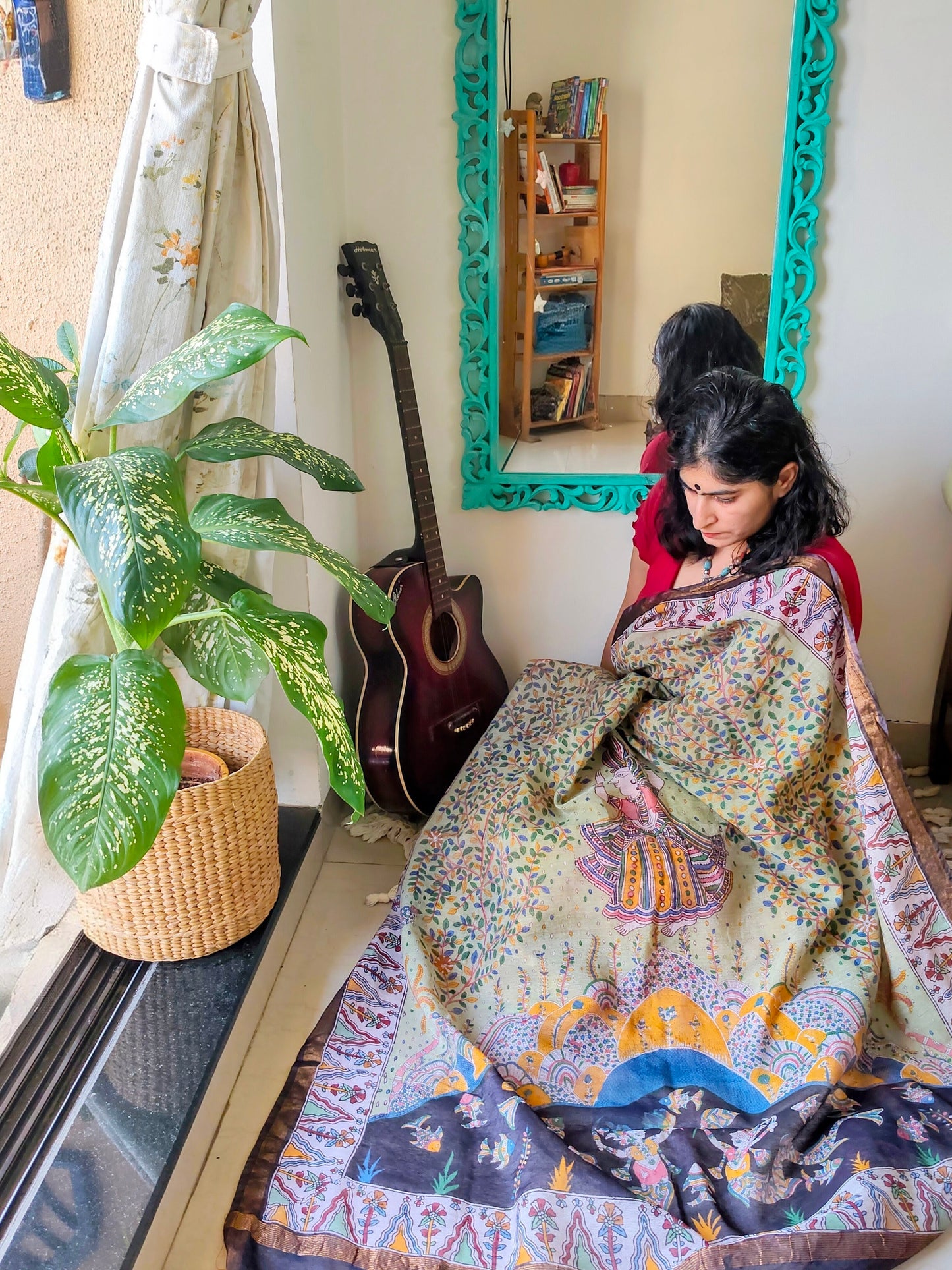 Mata Ni Pachedi hand painted Saree - Made to order