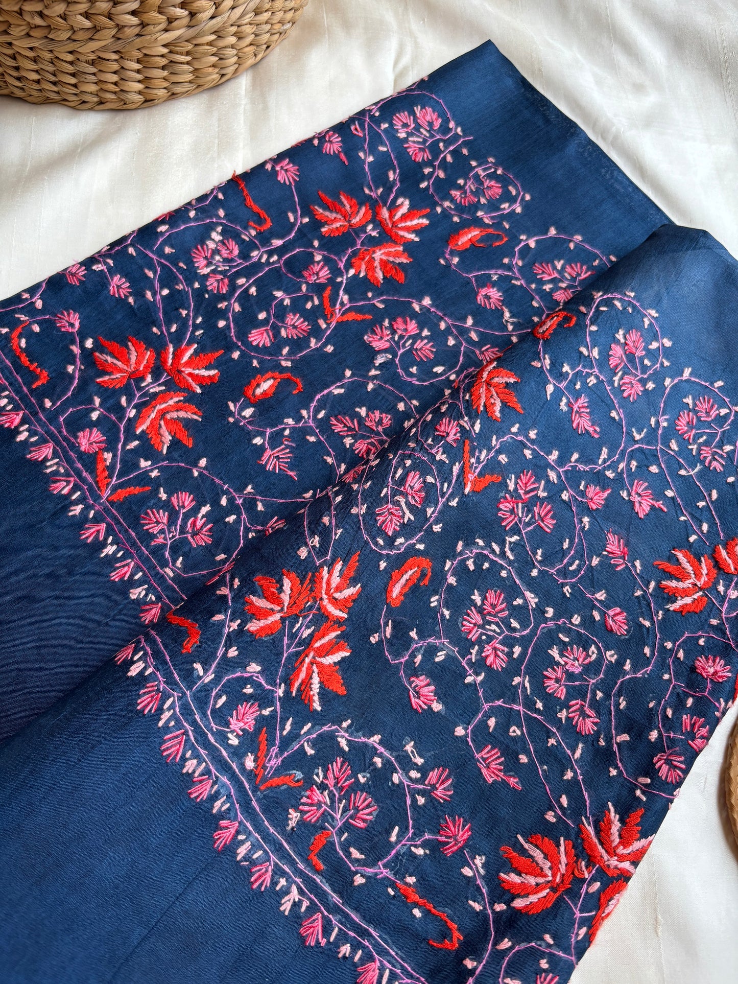 Navy Blue Silk Sozni saree