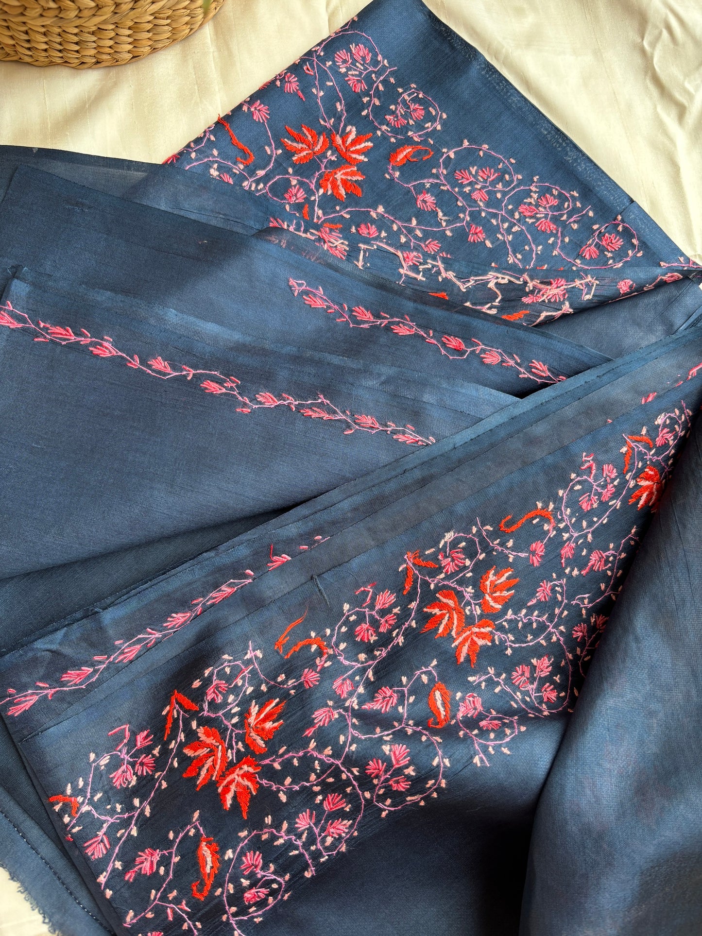 Navy Blue Silk Sozni saree