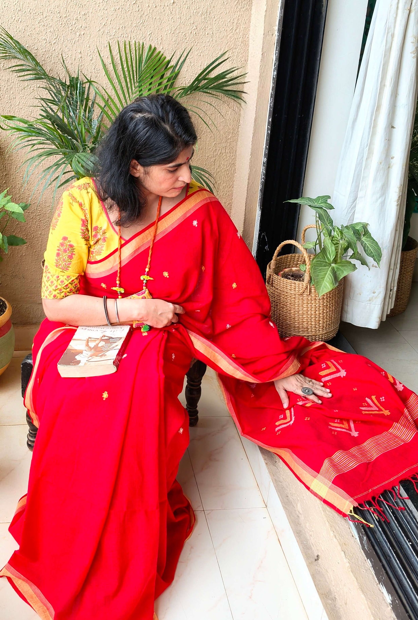 Red Jamdani Saree