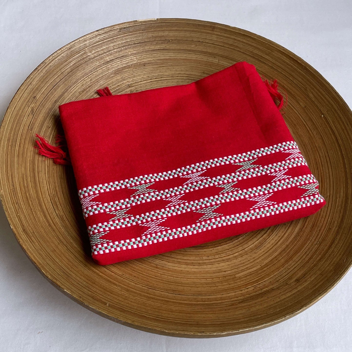 Red Assam weave cotton stole