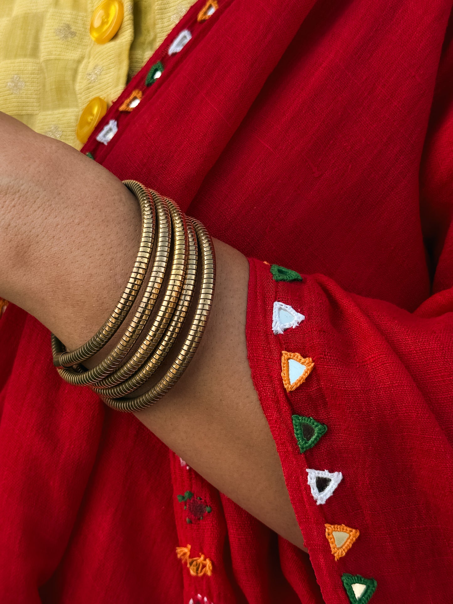 Red Mirror work Matka silk