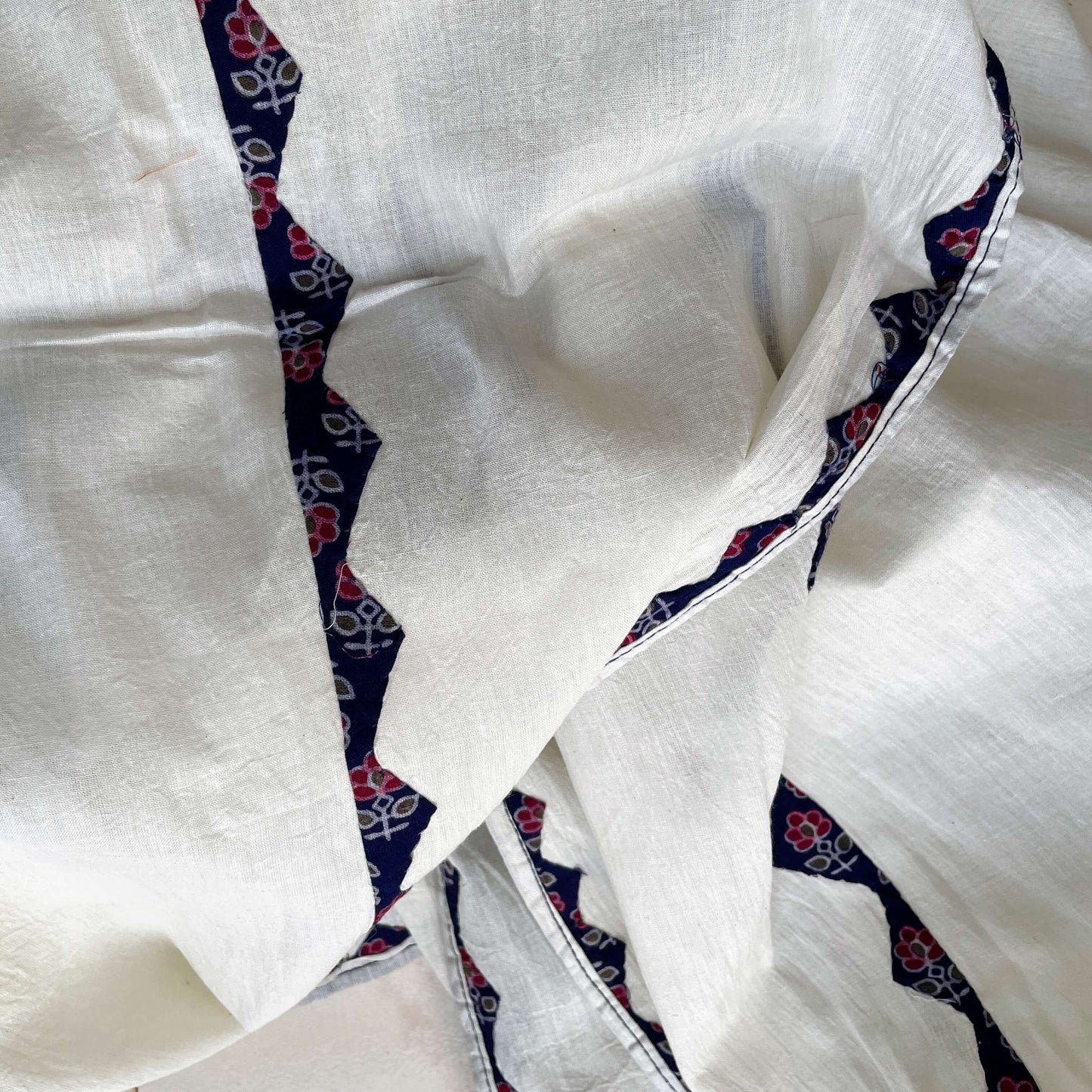 White Blue Applique Stole