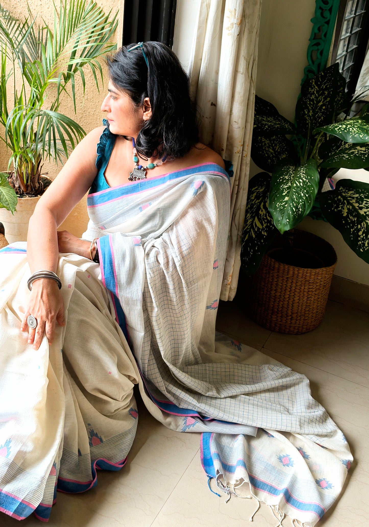 White Jamdani Saree