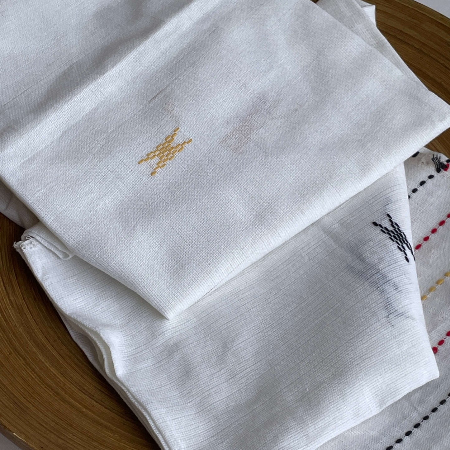 White Assam weave cotton stole