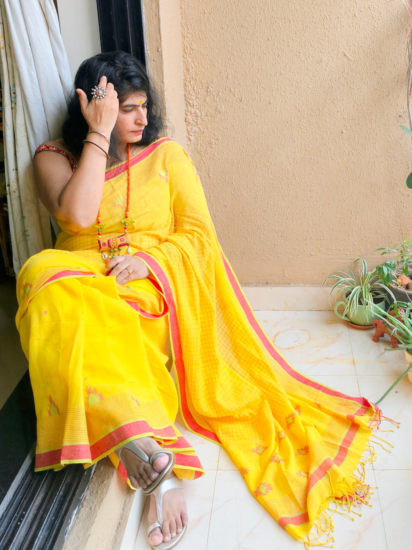 Yellow Jamdani Saree