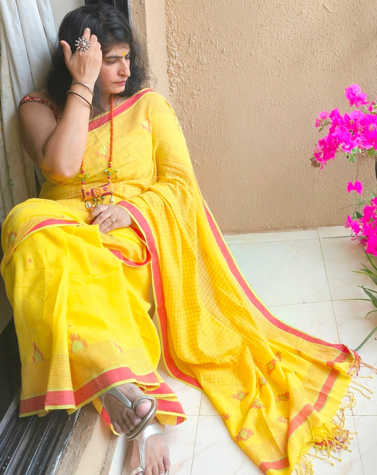 Yellow Jamdani Saree