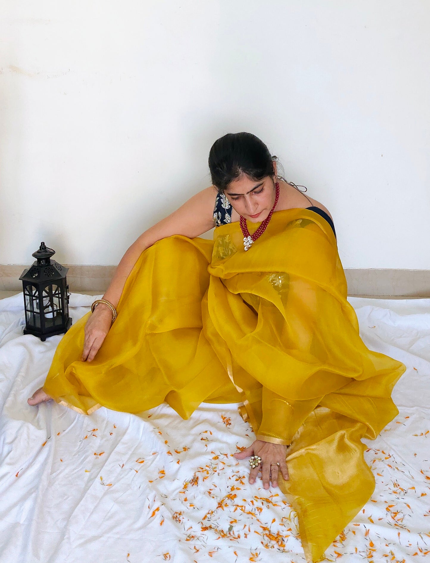 Yellow Organza silk Saree from Mubarakpur