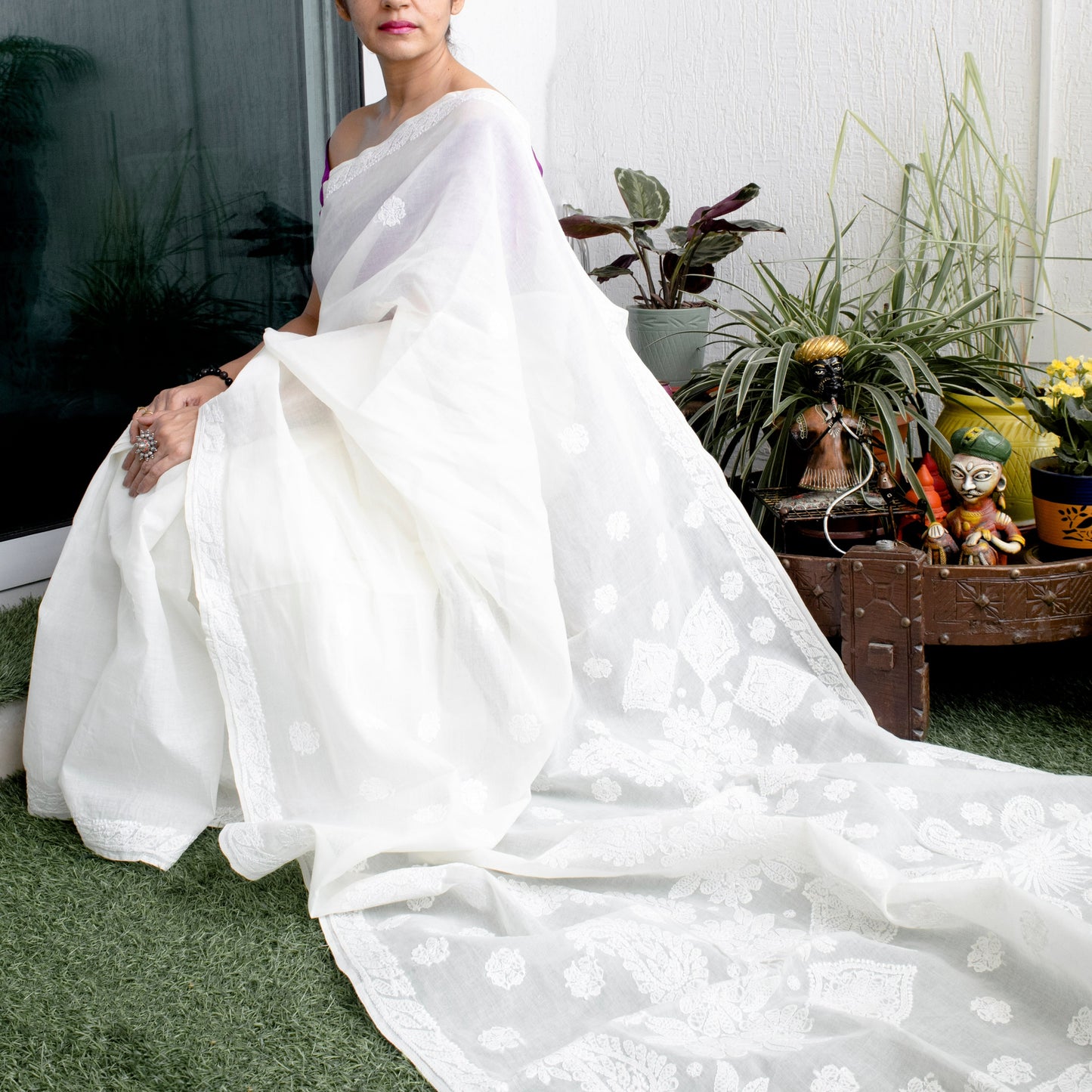 Off white chikankari cotton